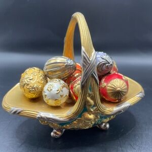 Franklin Mint House of Faberge Autumn Basket w/ 8 Eggs Multicolor No Box or COA